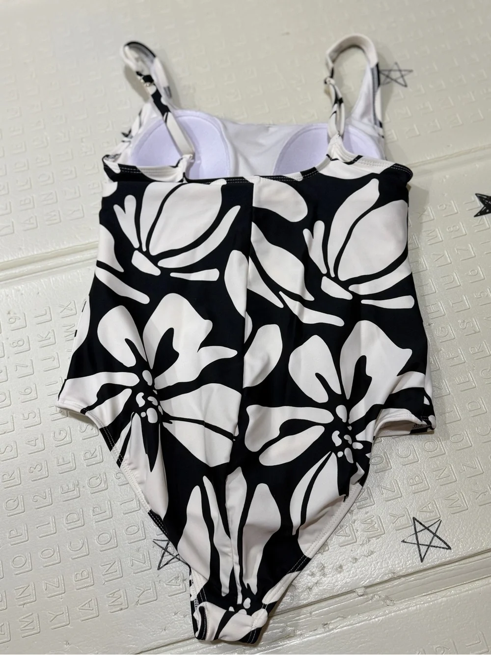 Black & White Floral One-Piece Swimsuit